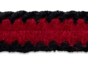 1 1/4" Plush Carmine & Ebony Bouclé Trim (Made in France)