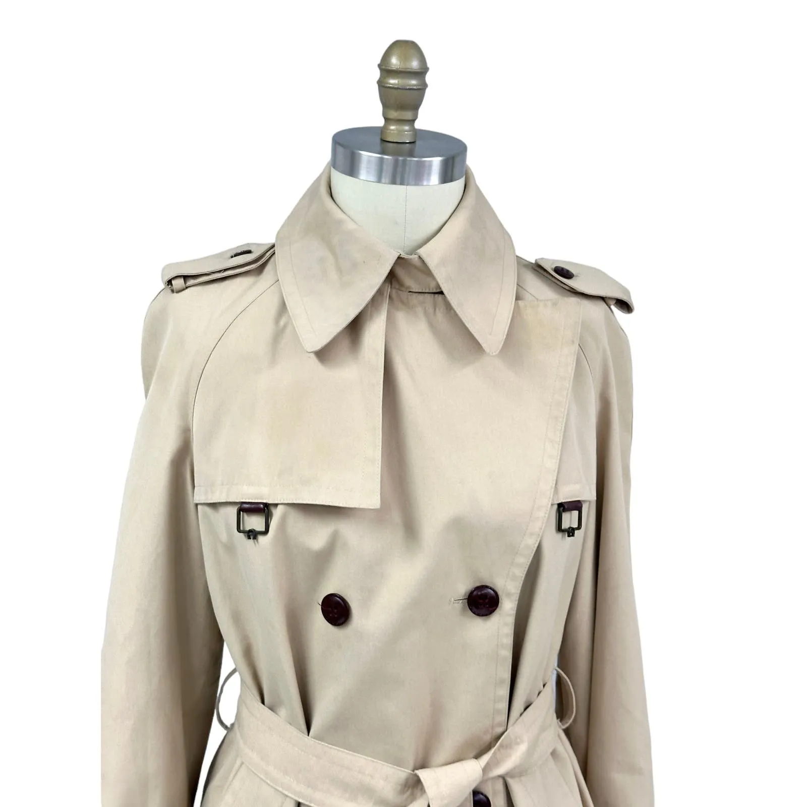 70s VTG Etienne Aigner Trench Coat Double Breasted Fully Lined Belted  Womens L