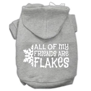 All My Friends Are Flakes Screen Print Pet Hoodies Grey Size M (12)