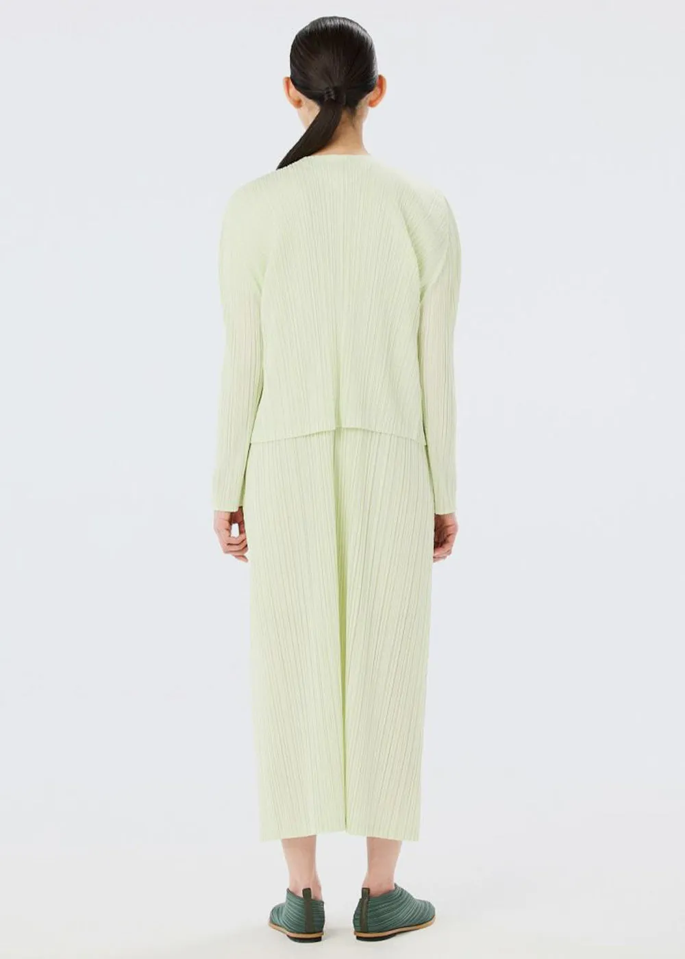 Aplle Green Mellow Pleated Cardigan