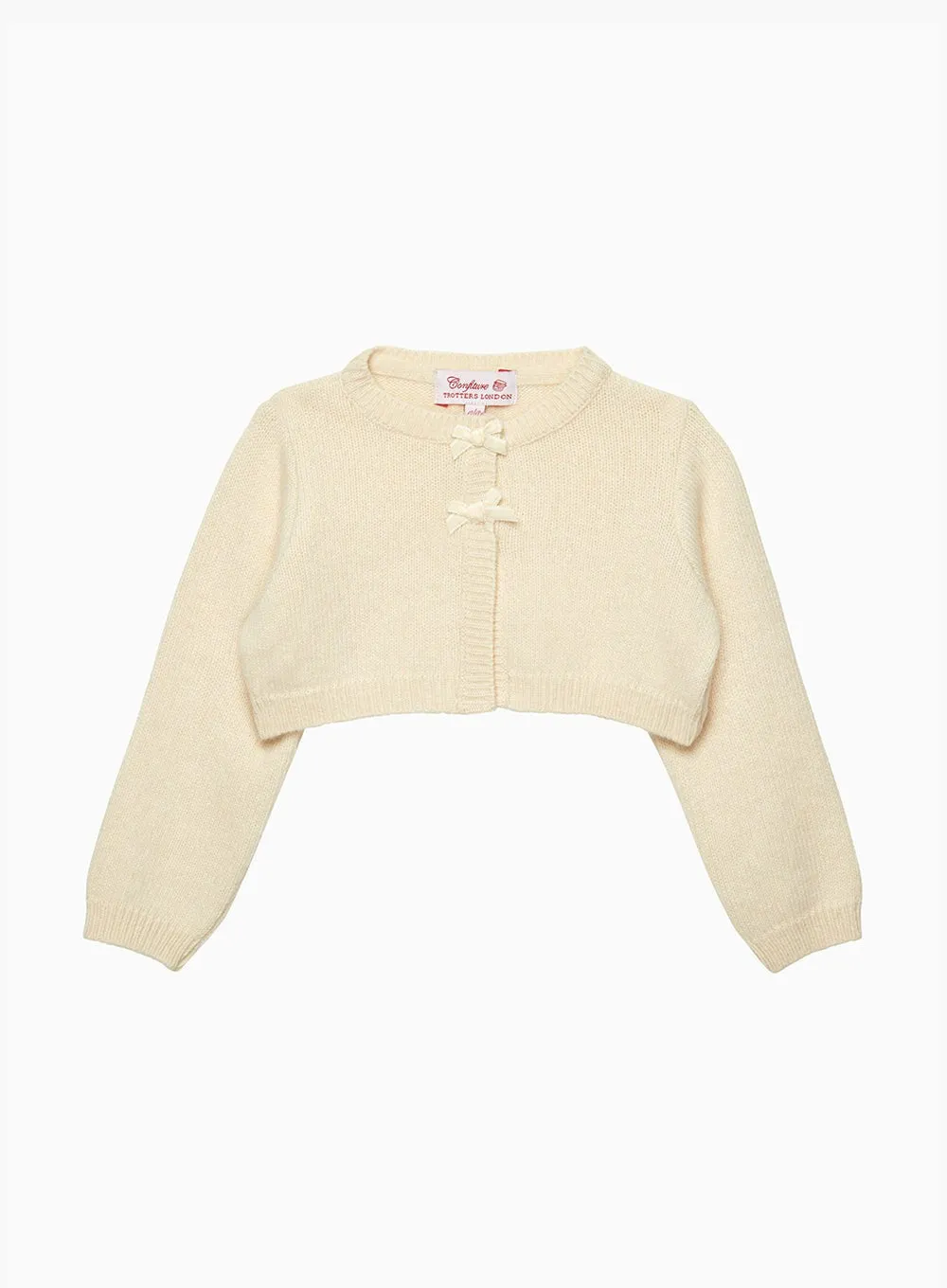 Baby Martha Velvet Bow Cropped Cardigan