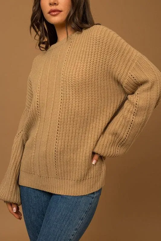 Balloon Sleeve Braid Sweater