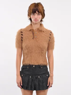 Bear Knit Polo Top (ATB1186W-BROWN)