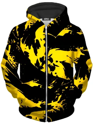 Black and Yellow Paint Splatter Unisex Zip-Up Hoodie