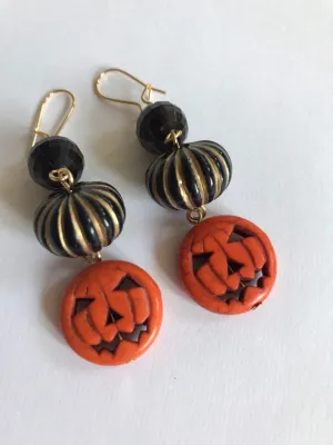 Black Pumpkin Halloween Earrings