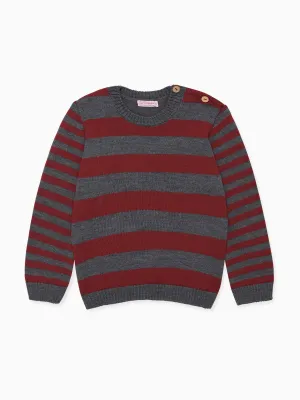 Burgundy Stripe Bromo Merino Boy Jumper