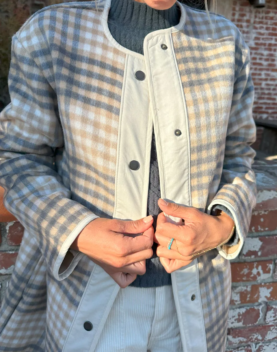 Calla Wool Jacket: Lt. Khaki Plaid