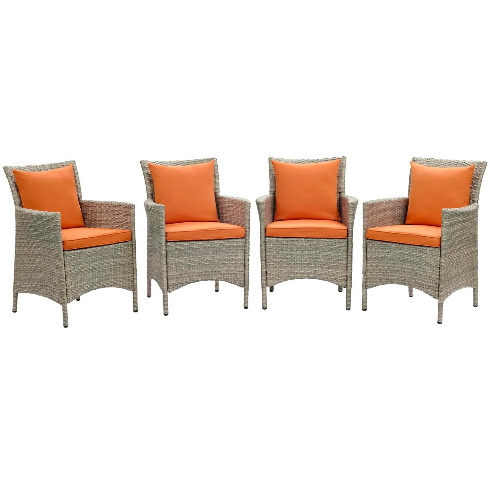 Conduit Outdoor Patio Wicker Rattan Dining Armchair Set of 4 by Modway