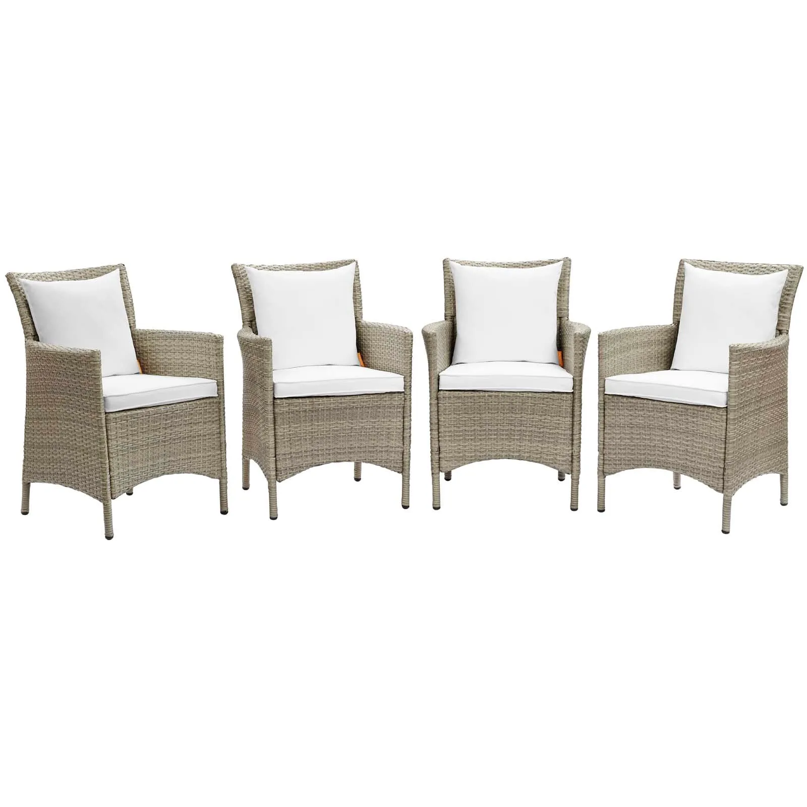 Conduit Outdoor Patio Wicker Rattan Dining Armchair Set of 4 by Modway