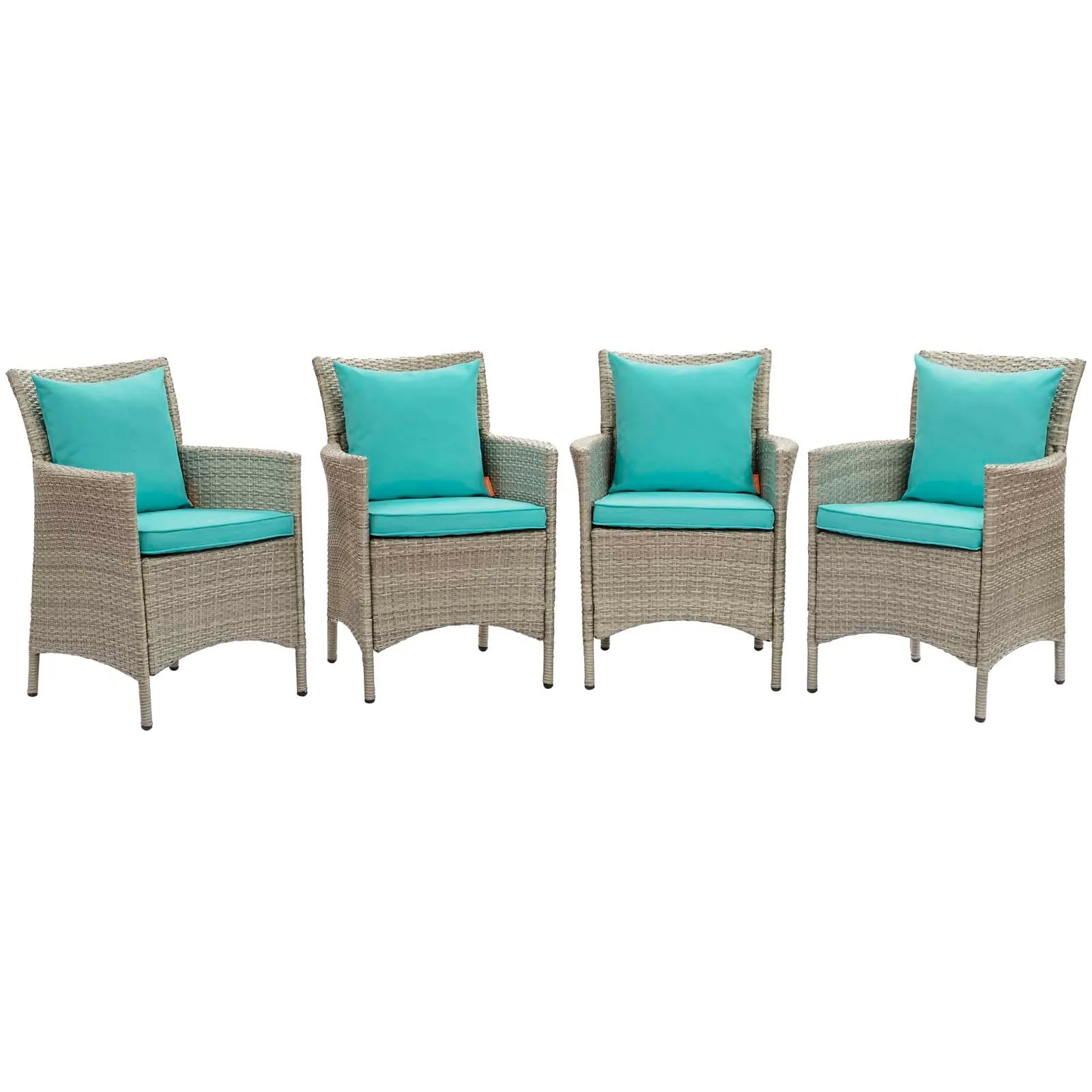 Conduit Outdoor Patio Wicker Rattan Dining Armchair Set of 4 by Modway