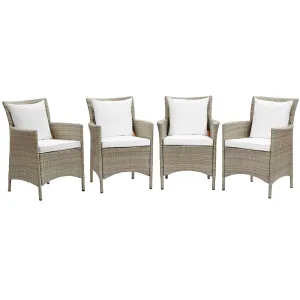 Conduit Outdoor Patio Wicker Rattan Dining Armchair Set of 4 by Modway