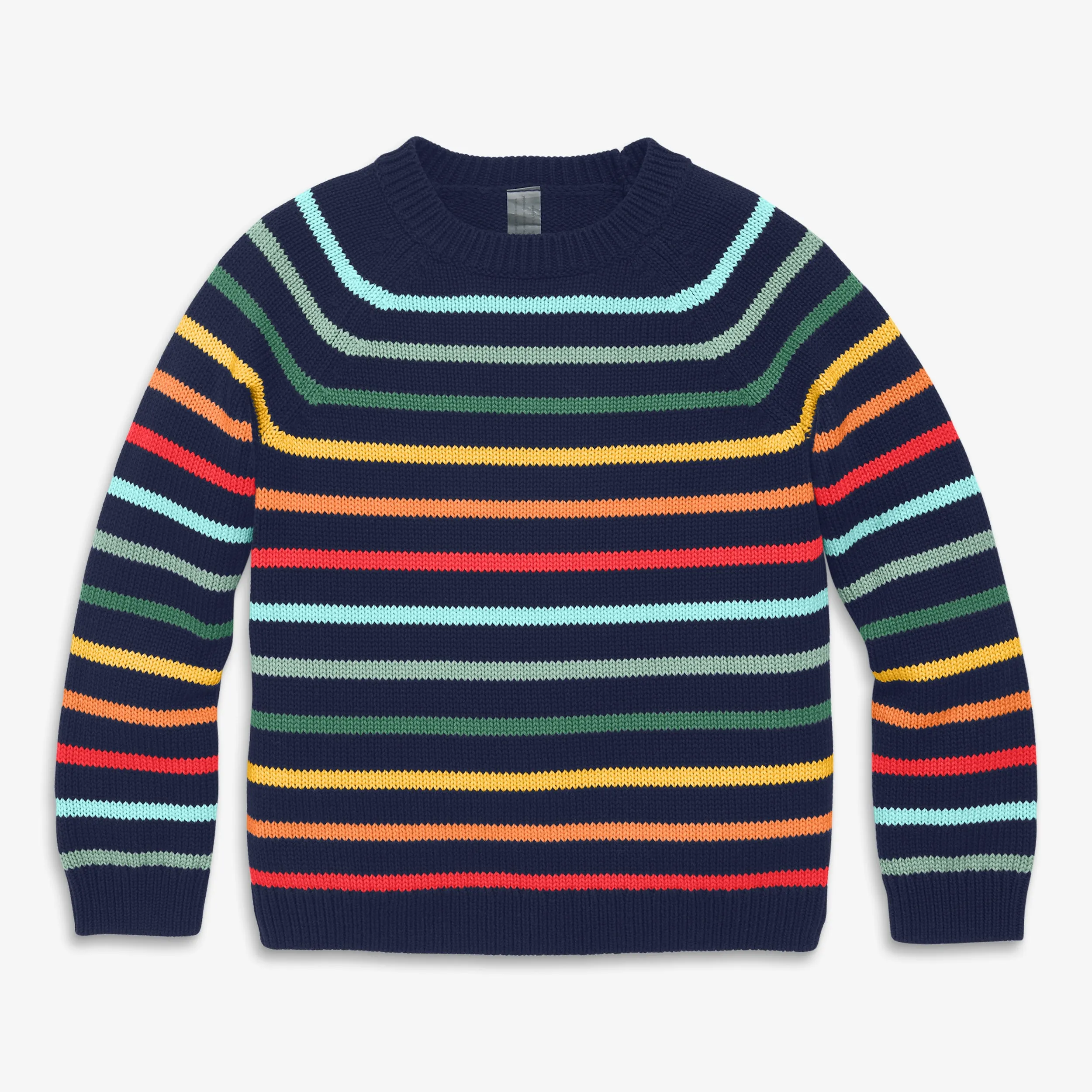 Crewneck sweater in rainbow stripe