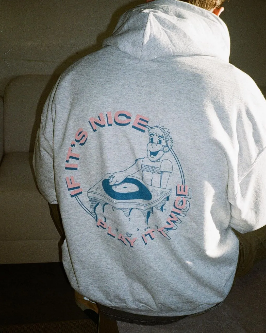 DISCO ONLY 'Play It Twice V1' Hoodie - Ash Grey