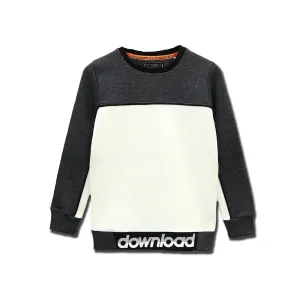 DL - Kids 'Black' Color Block Printed Fleece Sweatshirt DL622