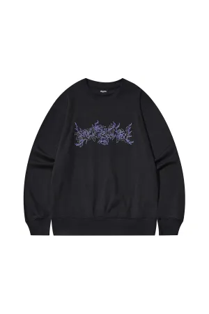 Embroidery Pattern Crew Neck Sweatshirt-Dark Grey