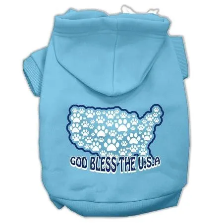 God Bless USA Screen Print Pet Hoodies Baby Blue M (12)