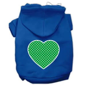 Green Swiss Dot Heart Screen Print Pet Hoodies Blue Size Sm (10)