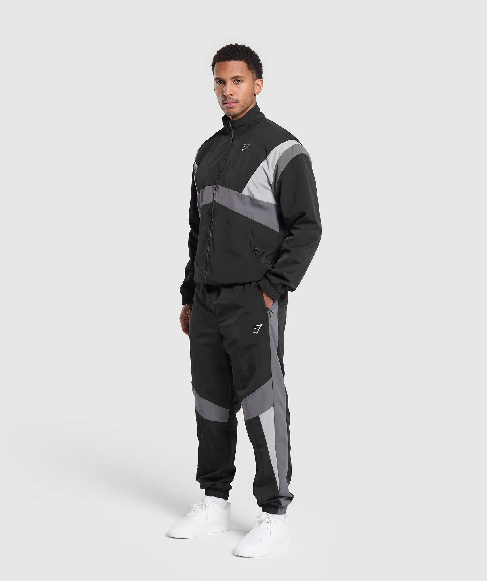 Gymshark Retro Track Jacket - Black/Dark Grey/Smokey Grey