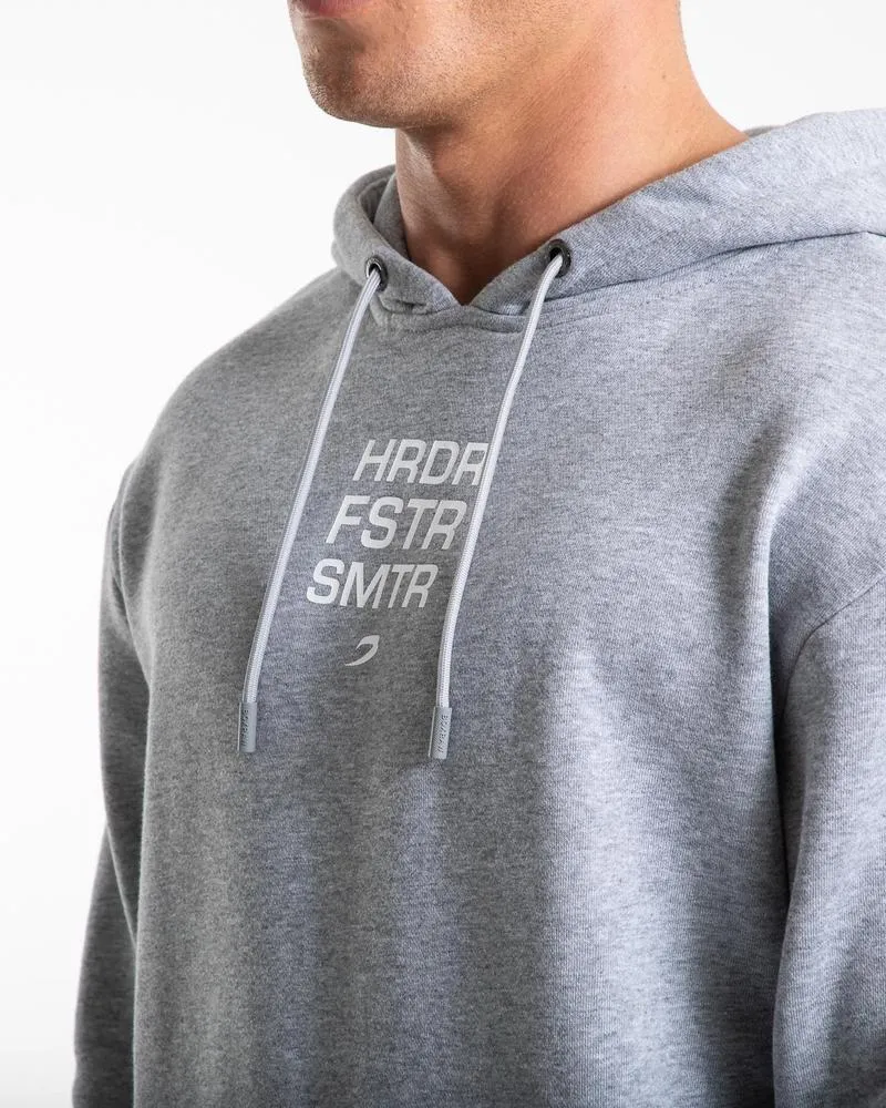 HRDR FSTR SMTR UNISEX HOODIE - GREY