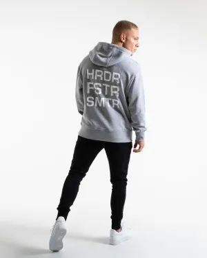 HRDR FSTR SMTR UNISEX HOODIE - GREY