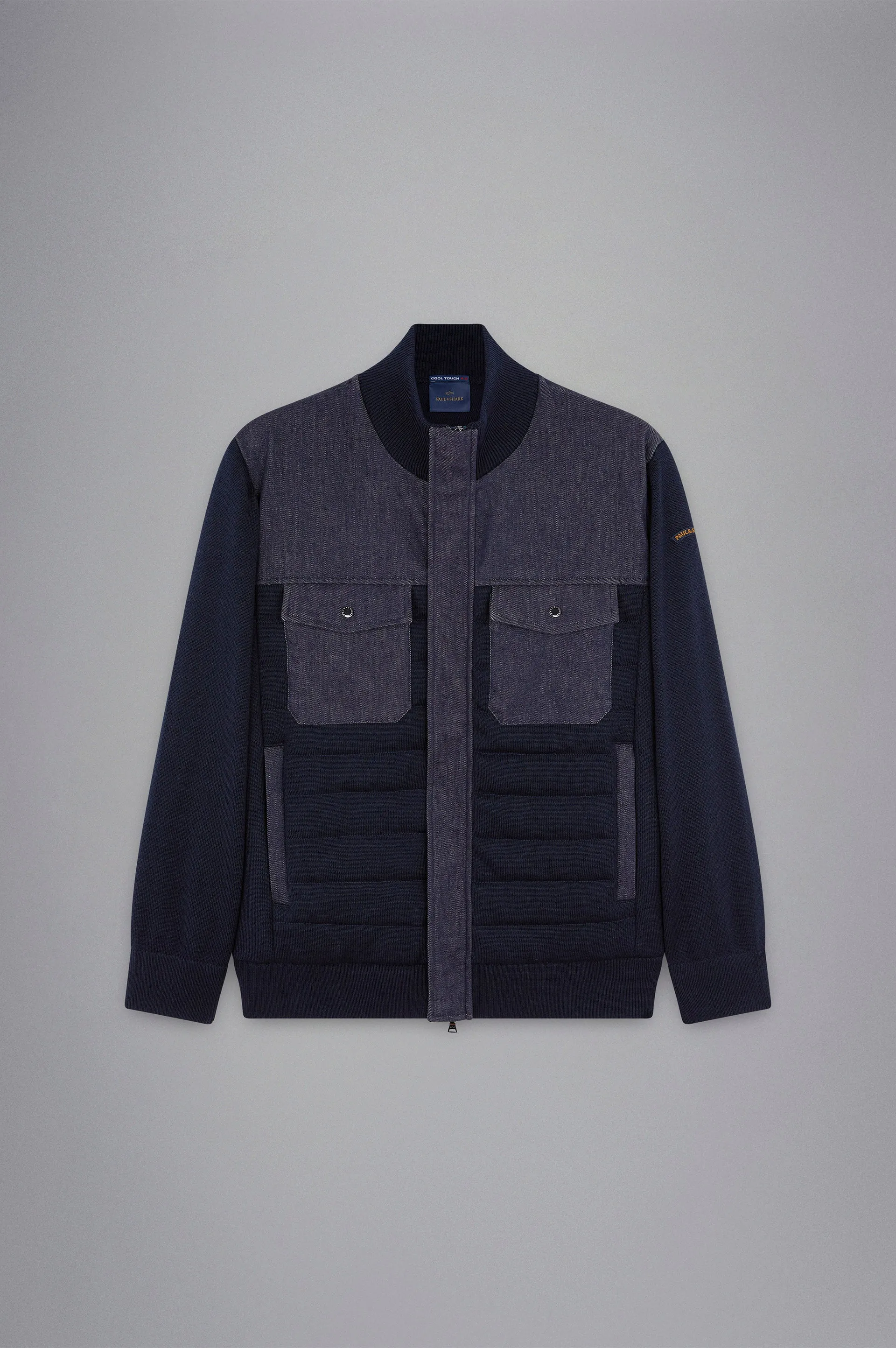 Hybrid Full Zip Sweater Wool and Denim 14311207