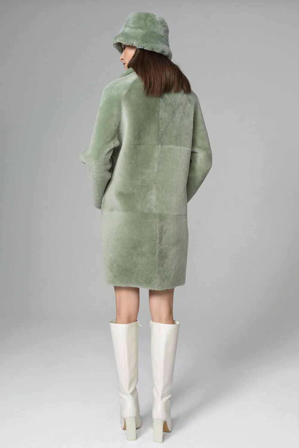 Mint Reversible Genuine Merino Wool Sheepskin Midi Coat