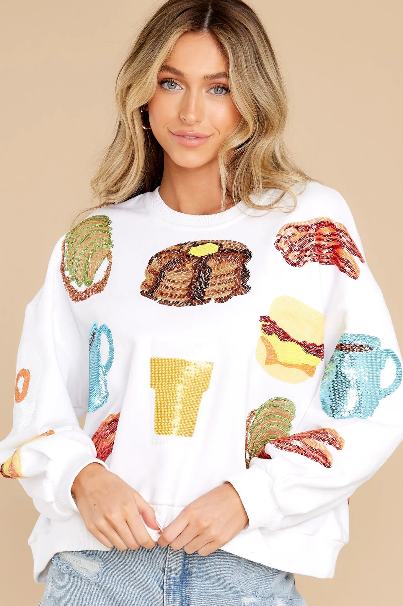 Queen Of Breakfast White Sweatshirt