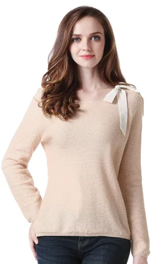 RH Women's Classic Long Sleeve w/ Ribbon Pullover Wool Sweater Top Blouse RH2053