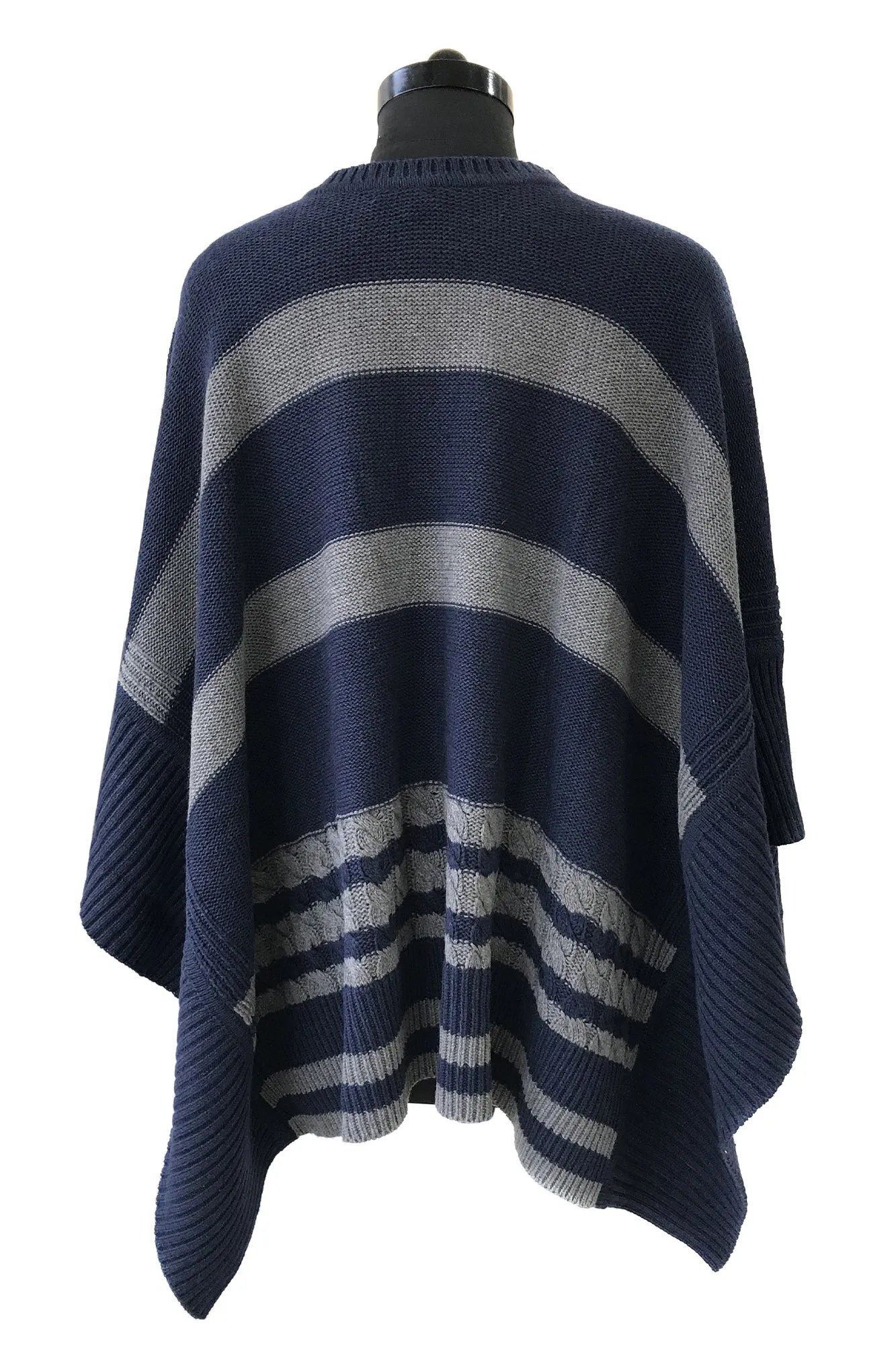 Striped Cable Knit Navy & Grey Kimono