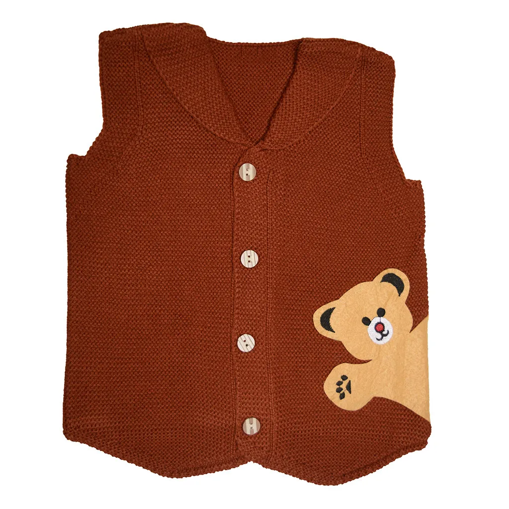 Sweater Vest For Infants and Toddlers - Cute Bear Design Cardigan for Little Kids