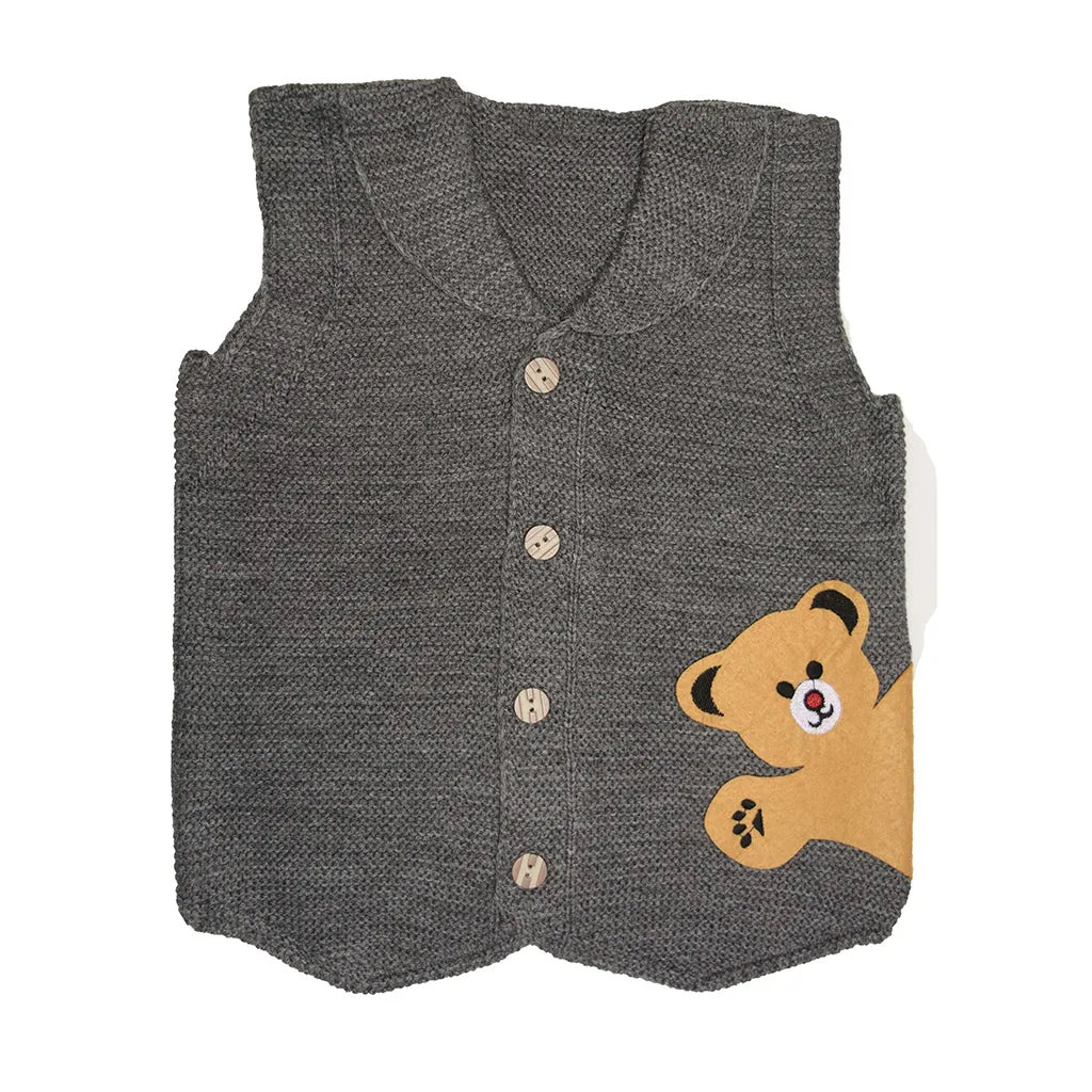 Sweater Vest For Infants and Toddlers - Cute Bear Design Cardigan for Little Kids