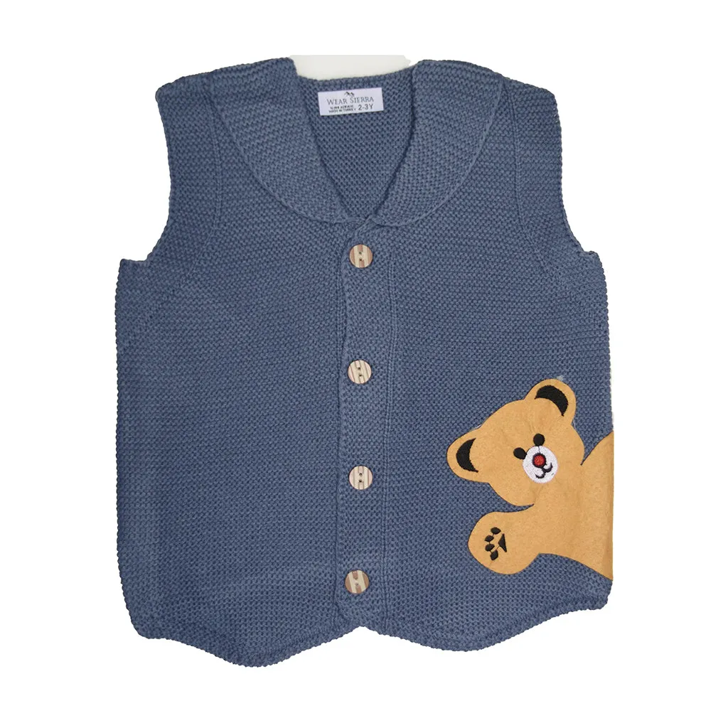 Sweater Vest For Infants and Toddlers - Cute Bear Design Cardigan for Little Kids