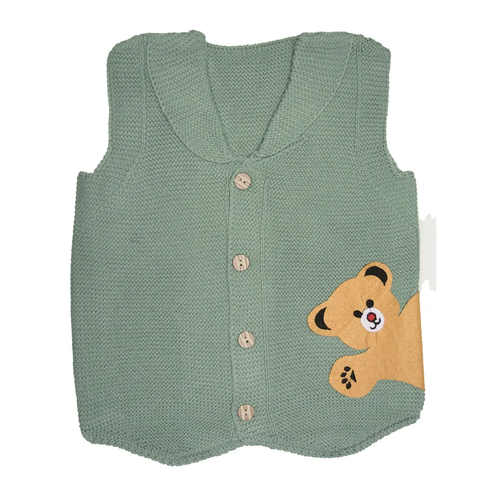 Sweater Vest For Infants and Toddlers - Cute Bear Design Cardigan for Little Kids