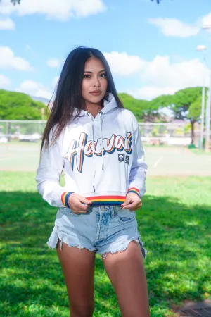 WHITE UH RETRO WOMEN'S CROP HOODIE